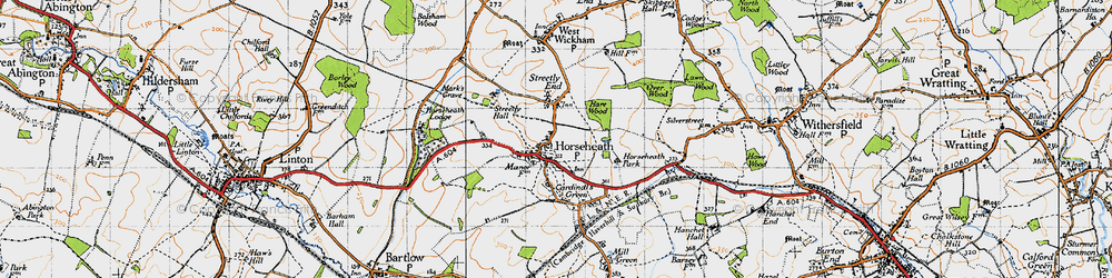 Old map of Horseheath in 1946