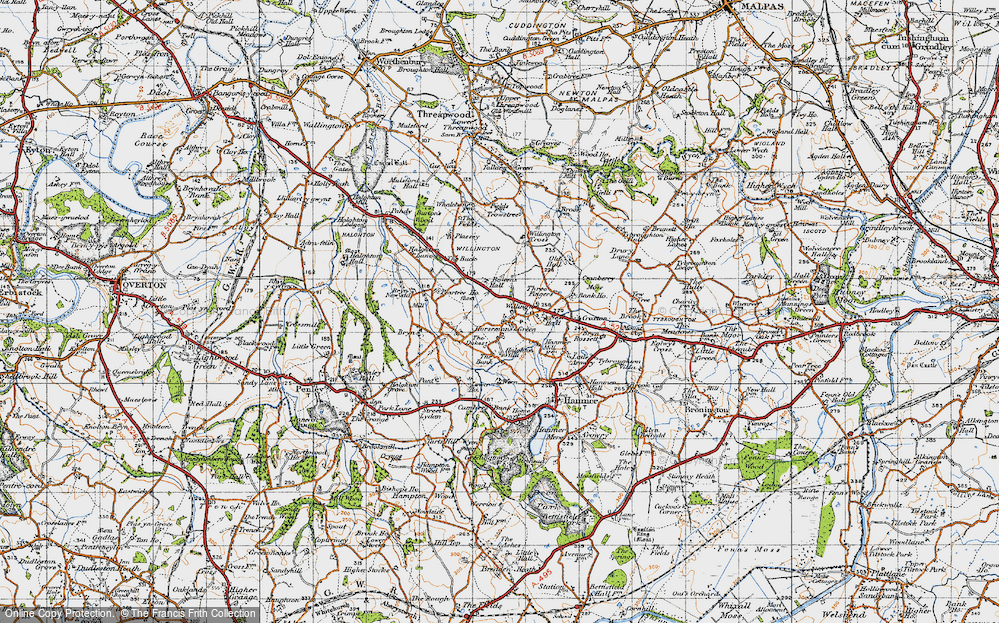 Old Map of Historic Map covering Willington Cross in 1947