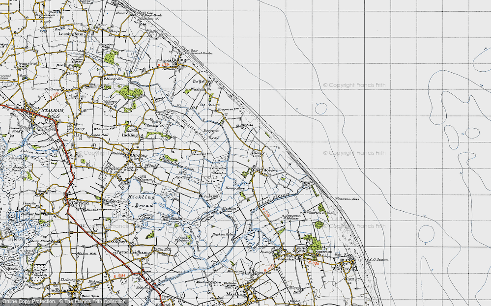 Old Map of Historic Map covering Brograve Level in 1945