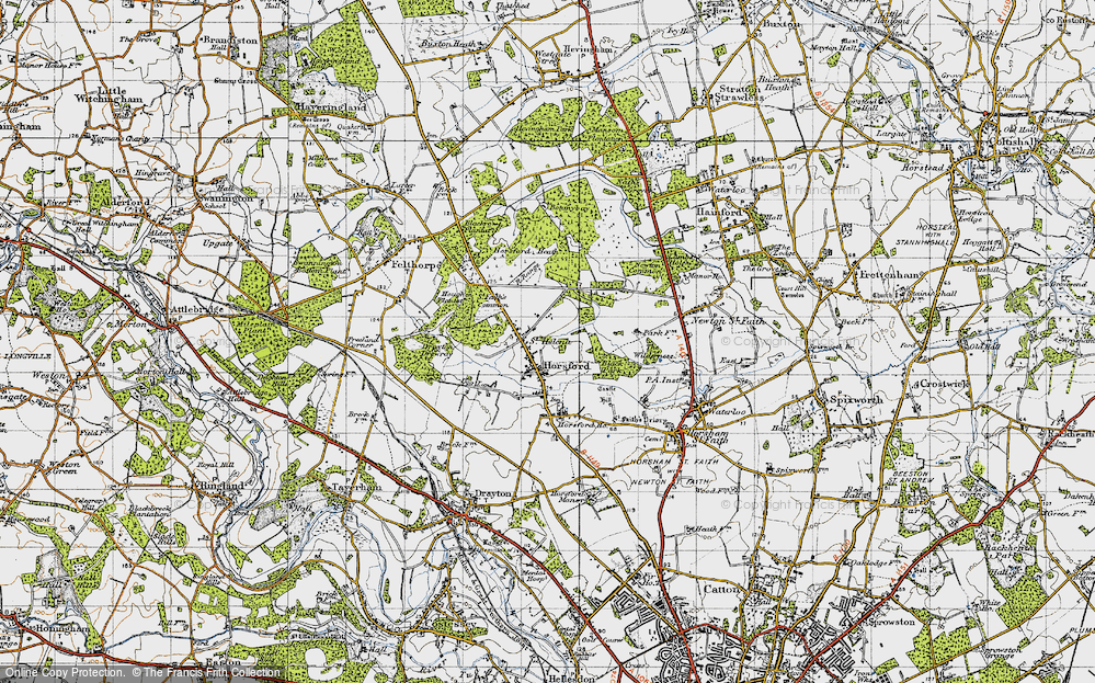 Old Map of Horsford, 1945 in 1945