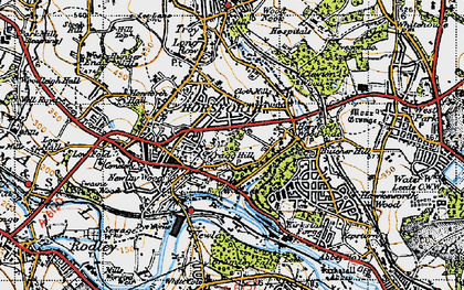 Old map of Horsforth Woodside in 1947