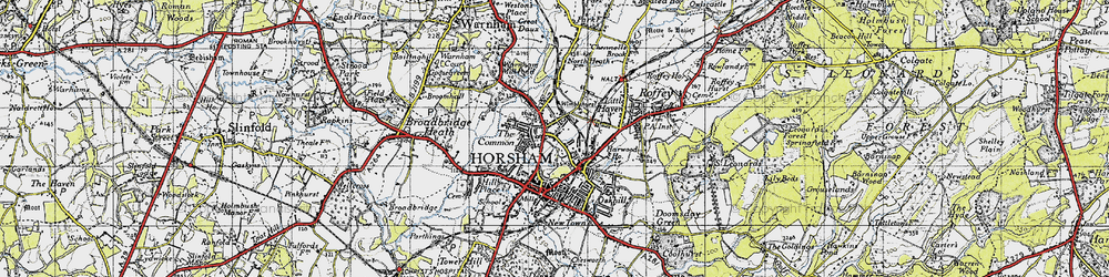 Old map of Horsham in 1940