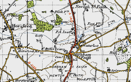Old map of Horsham St Faith in 1945