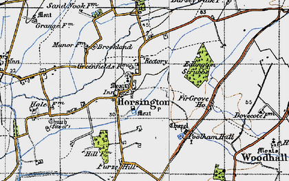 Old map of Horsington in 1946