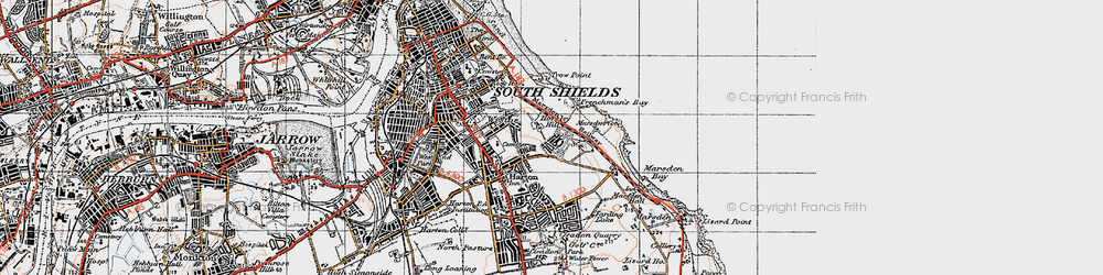 Old map of Horsley Hill in 1947