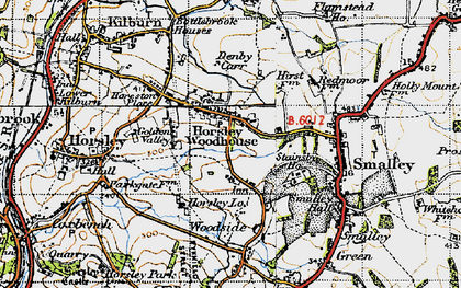 Old map of Horsley Woodhouse in 1946