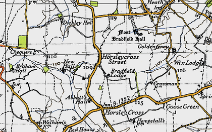Old map of Bradfield Lodge in 1946