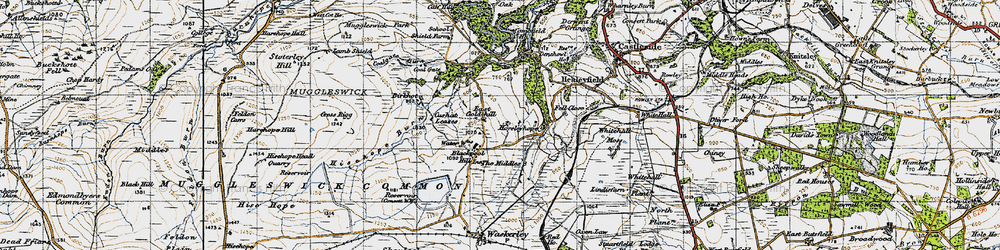 Old map of Horsleyhope in 1947