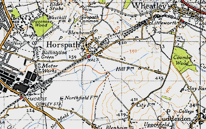 Old map of Horspath in 1947