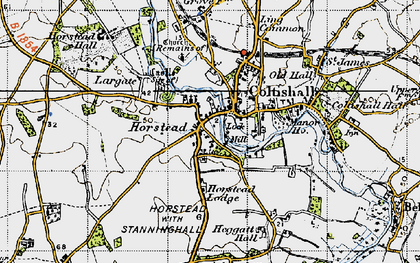 Old map of Horstead in 1945