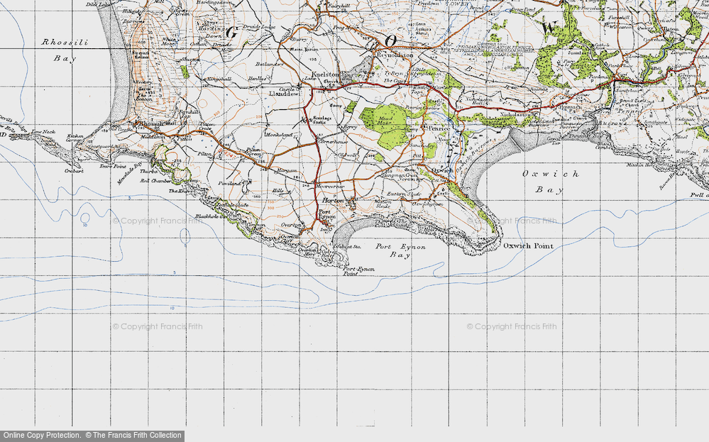 Old Map of Historic Map covering Port-Eynon Bay in 1946