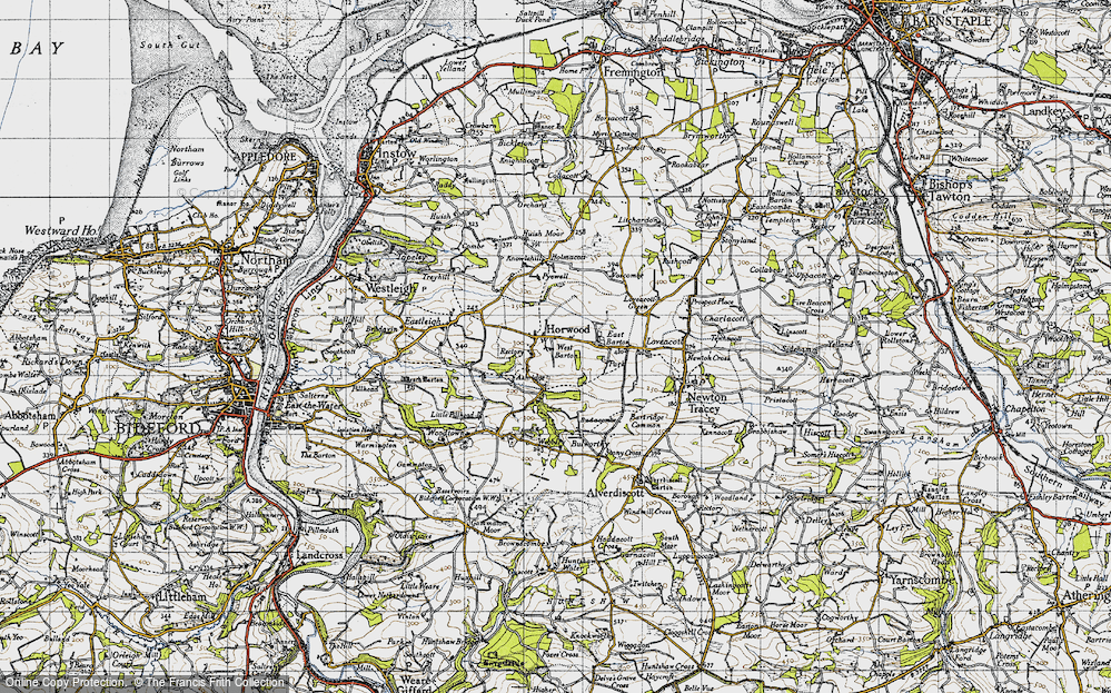 Old Map of Historic Map covering Webbery in 1946
