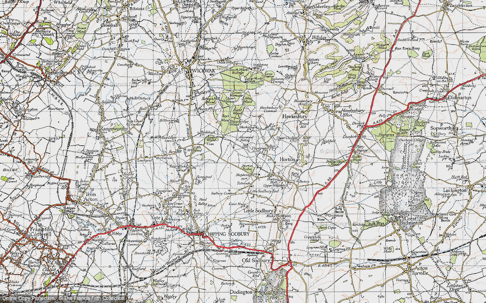 Old Map of Historic Map covering Bays Wood in 1946