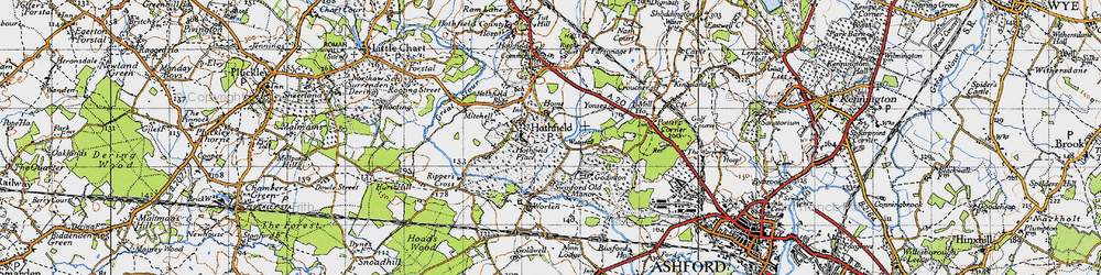 Old map of Hothfield in 1940