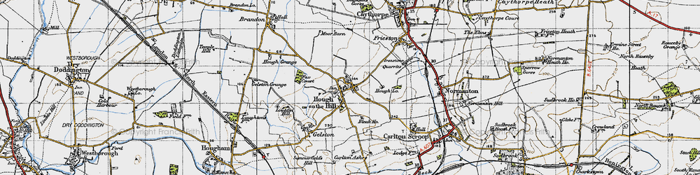 Old map of Hough-on-the-Hill in 1946
