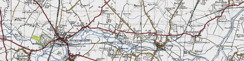 Old map of Wyton Airfield in 1946