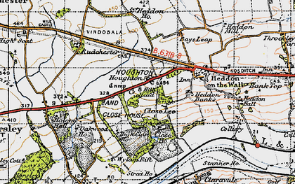 Old map of Heddon Mill in 1947
