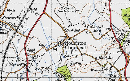Old map of Houghton Conquest in 1946