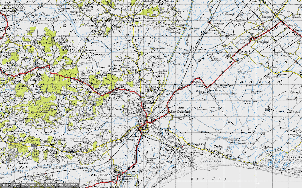 Old Map of Historic Map covering Boonshill in 1940