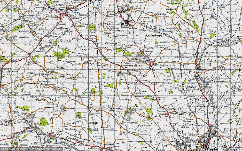Old Map of Historic Map covering Broom Dykes North in 1947