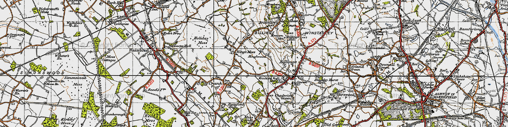Old map of Houghwood in 1947