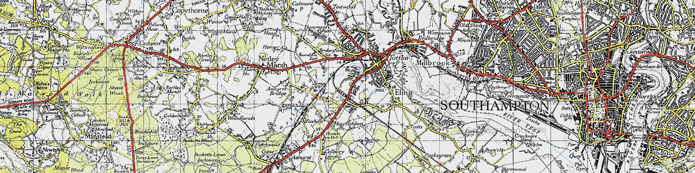 Old map of Hounsdown in 1945