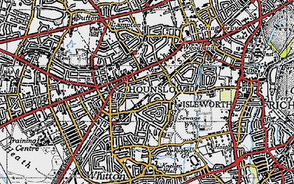 Old map of Hounslow in 1945