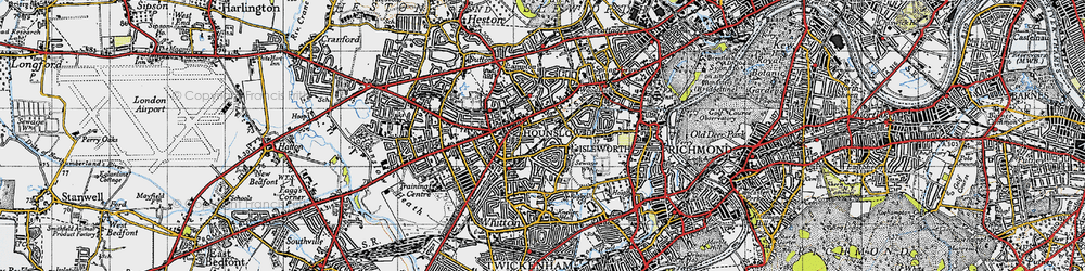 Old map of Hounslow in 1945