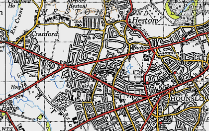 Old map of Hounslow West in 1945