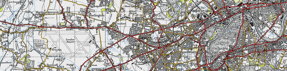 Old map of Hounslow West in 1945