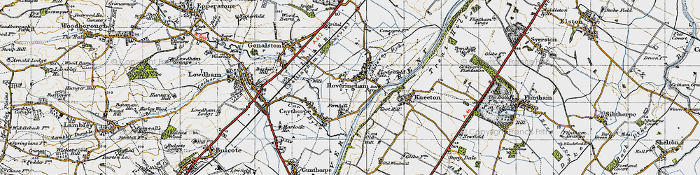 Old map of Hoveringham in 1946