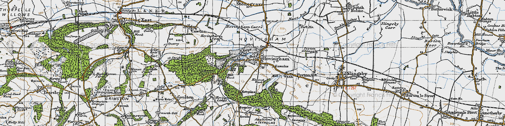 Old map of Hovingham in 1947