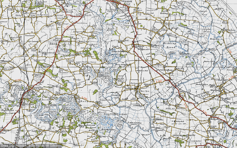 Old Map of How Hill, 1945 in 1945