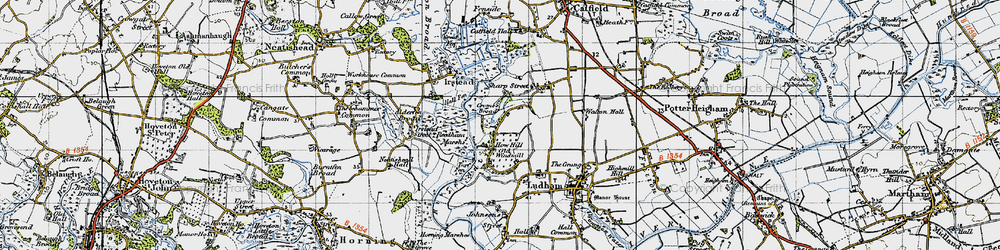 Old map of How Hill in 1945