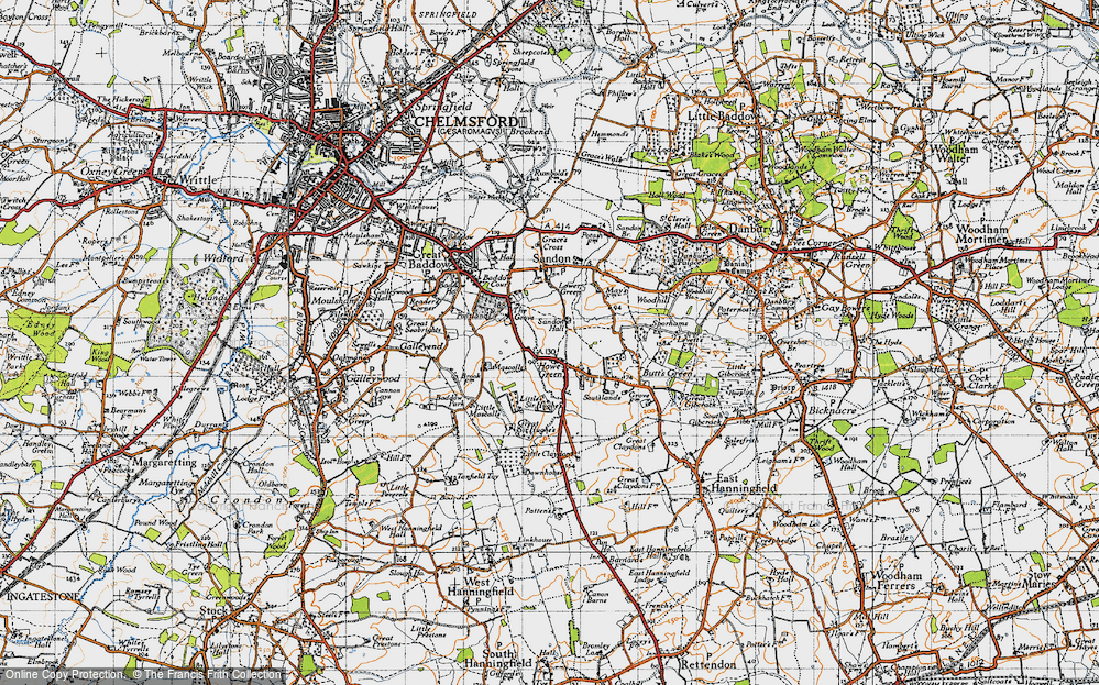 Old Map of Howe Green, 1945 in 1945