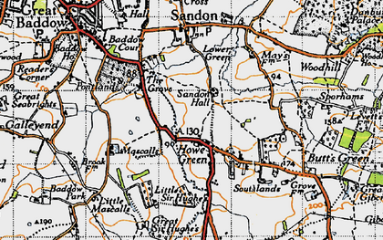 Old map of Howe Green in 1945