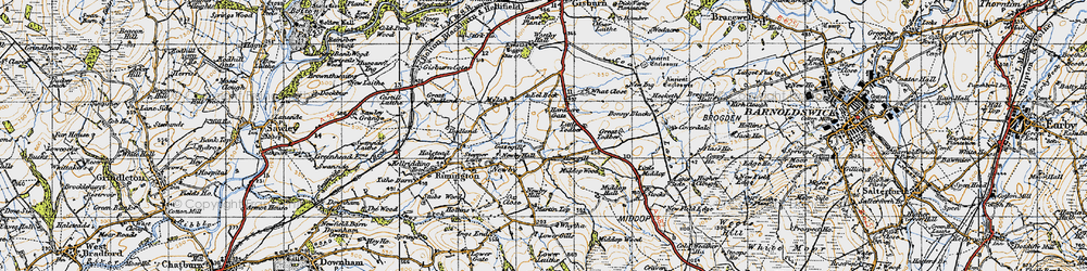 Old map of Lane Side in 1947