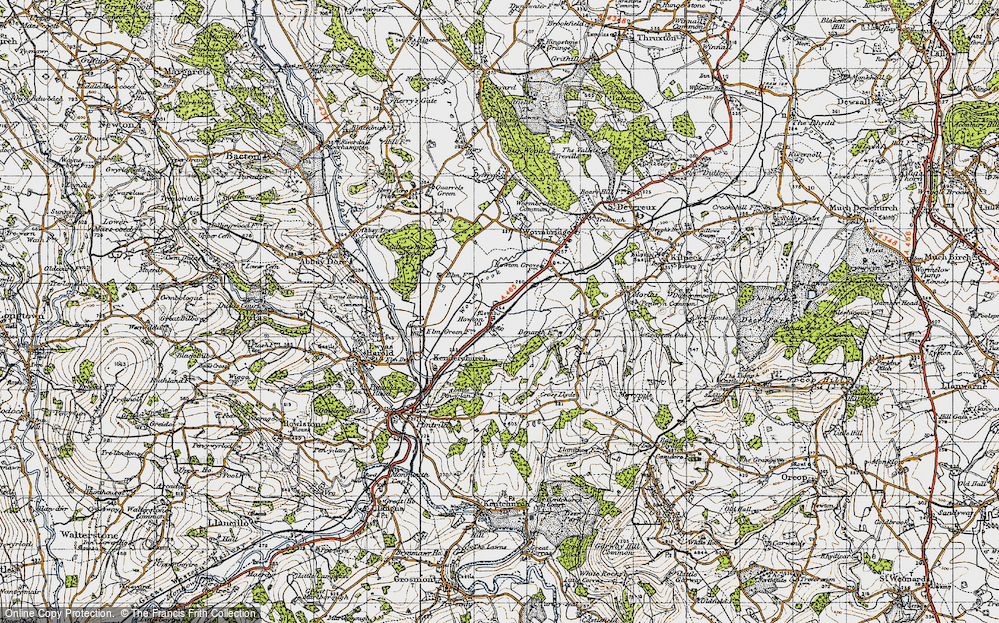 Old Map of Historic Map covering Worm Brook in 1947