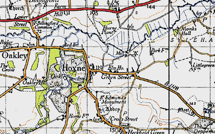 Old map of Hoxne in 1946