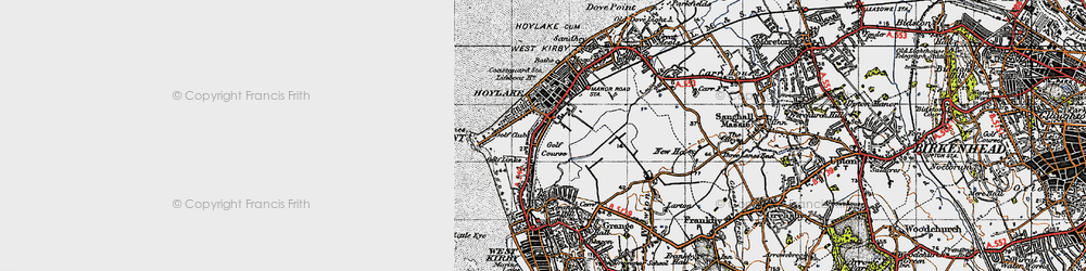 Old map of Hoylake in 1947