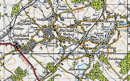 Old map of Hoyland in 1947
