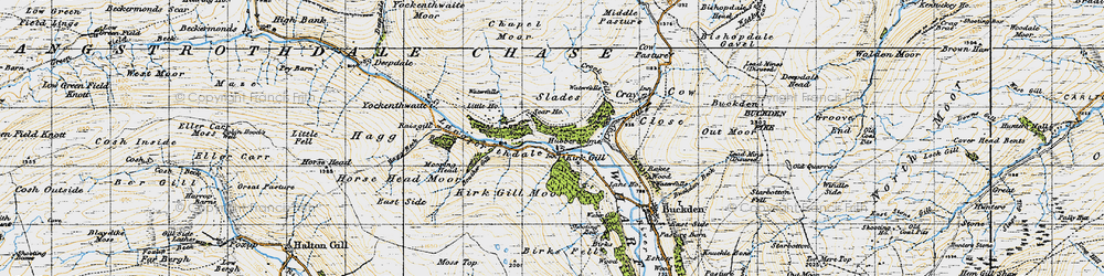 Old map of Hubberholme in 1947