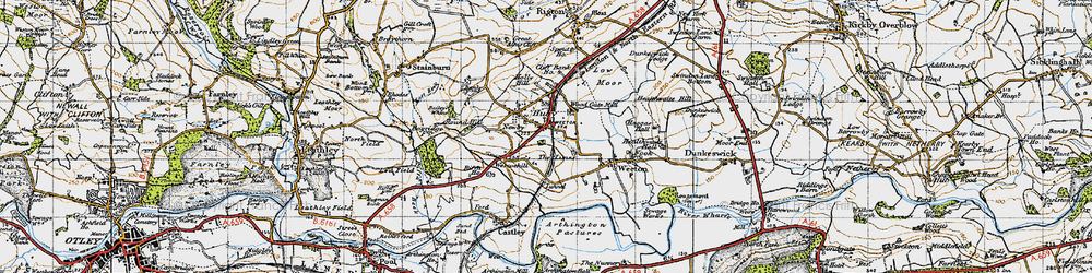 Old map of Huby in 1947