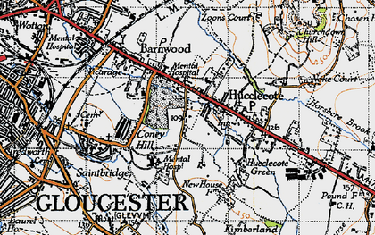Old map of Hucclecote in 1947