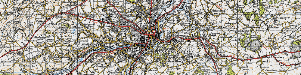 Old map of Huddersfield in 1947