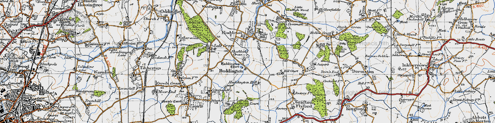 Old map of Huddington in 1947