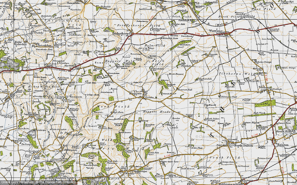 Old Map of Huggate, 1947 in 1947