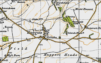 Old map of Huggate in 1947