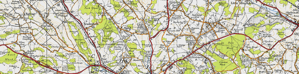 Old map of Hughenden Valley in 1947
