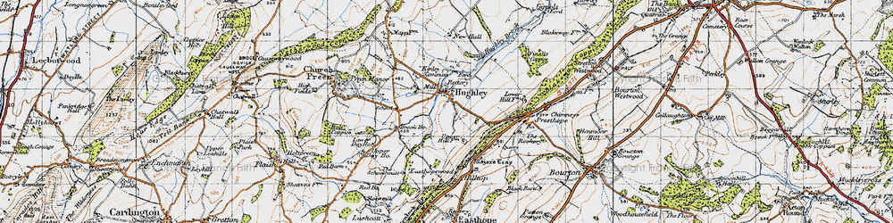 Old map of Hughley in 1947